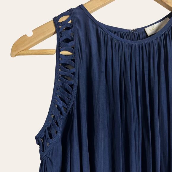 Ramy Brook Shelby Navy Blue Cold Shoulder Long Sleeve Mini Dress Size Small - Picture 5 of 11